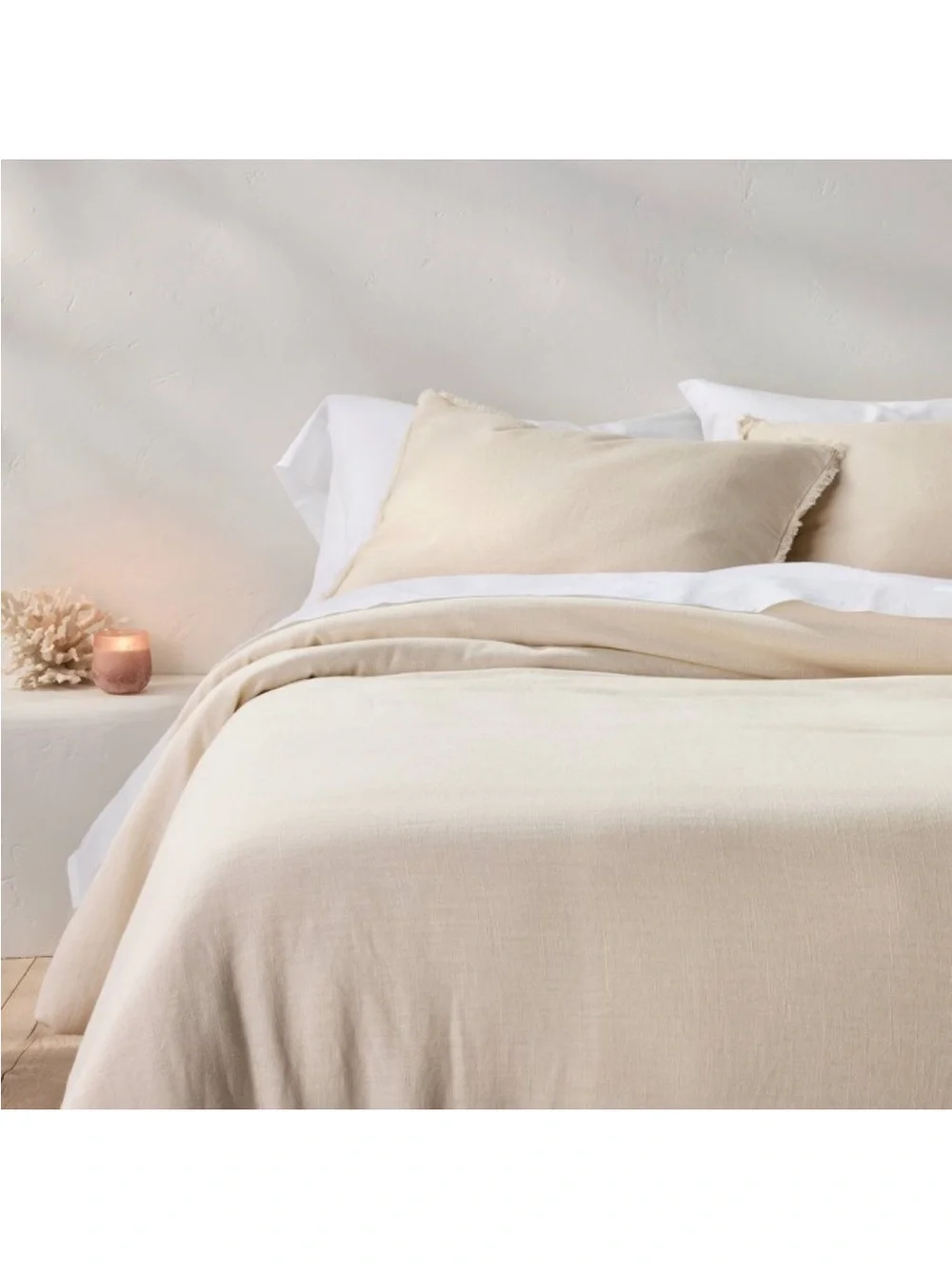 NWT Full/Queen Heavyweight Linen Blend Comforter & Sham Set Natural - Casaluna